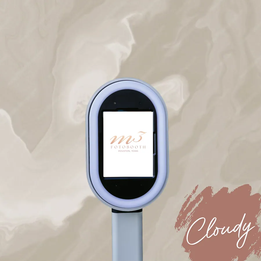 The Cloudy backdrop behind an M3 Fotobooth booth