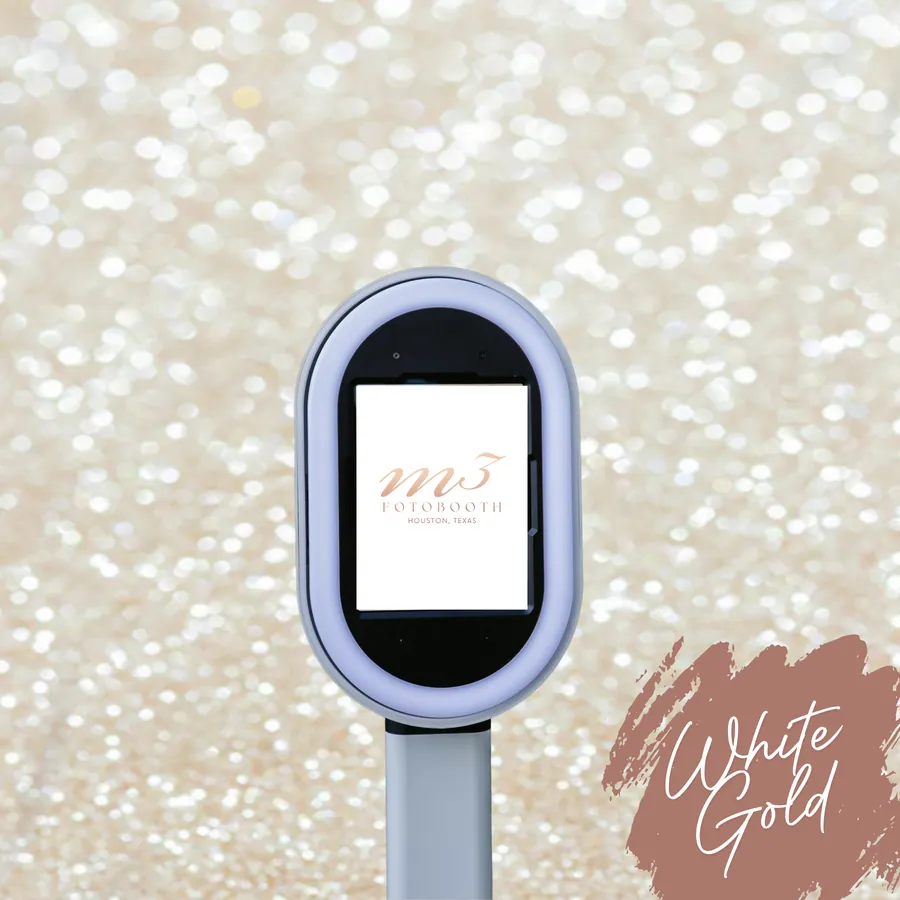 The White Gold backdrop behind an M3 Fotobooth booth